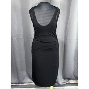 Moda International Black Sleeveless Ruched Midi Dress With Tie Back Detail S